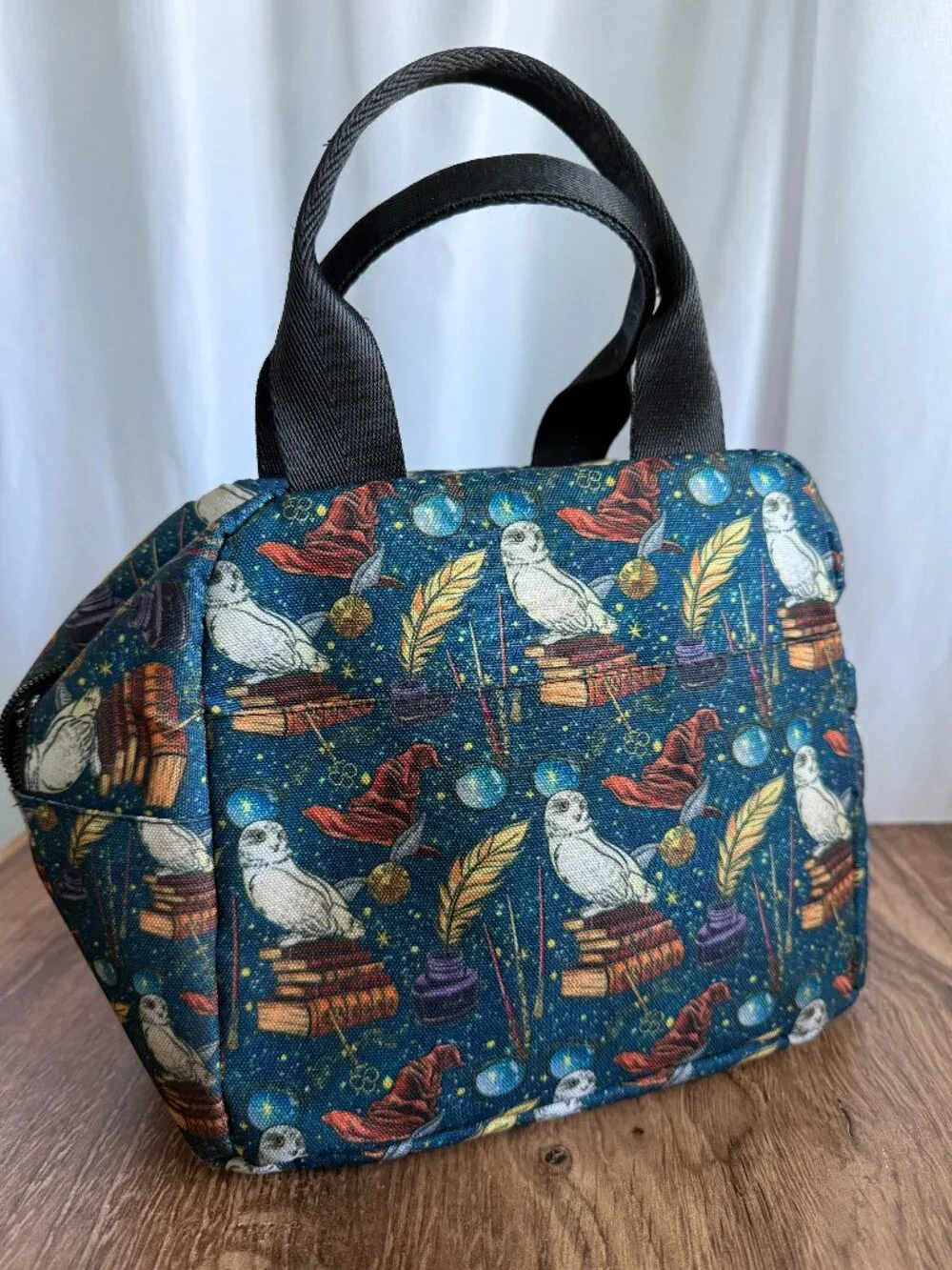 Wizard Owl Fantasy Insulated Lunch Bag Book Lover Magic Tote